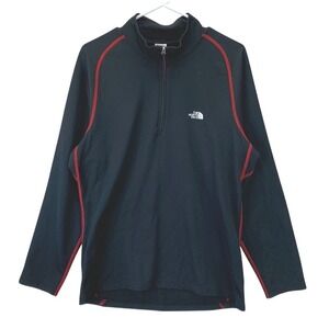 The North Face 1/4 Zip Fleece Pullover Jacket Mens Size L Black Red Outdoor Tech
